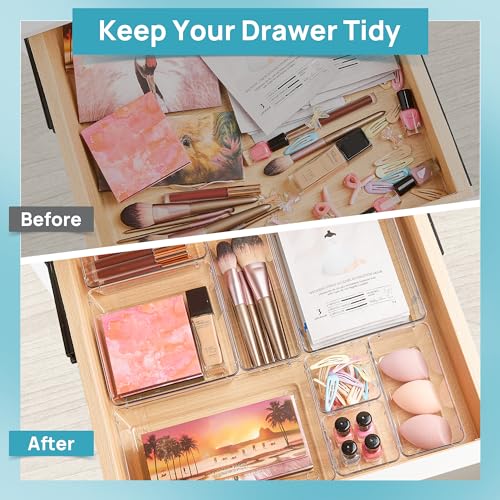 66 PCS Clear Plastic Drawer Organizer Bins R25069