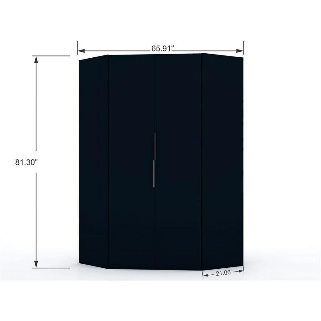 Midnight Blue Wood Corner Wardrobe Closet U4134