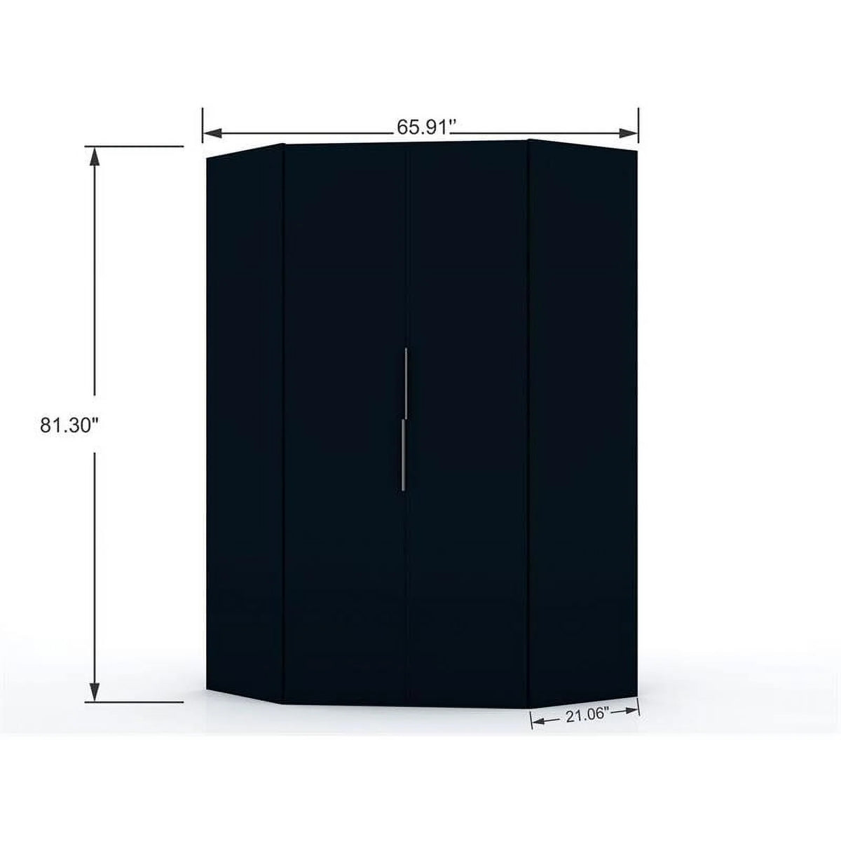 Midnight Blue Wood Corner Wardrobe Closet U4134
