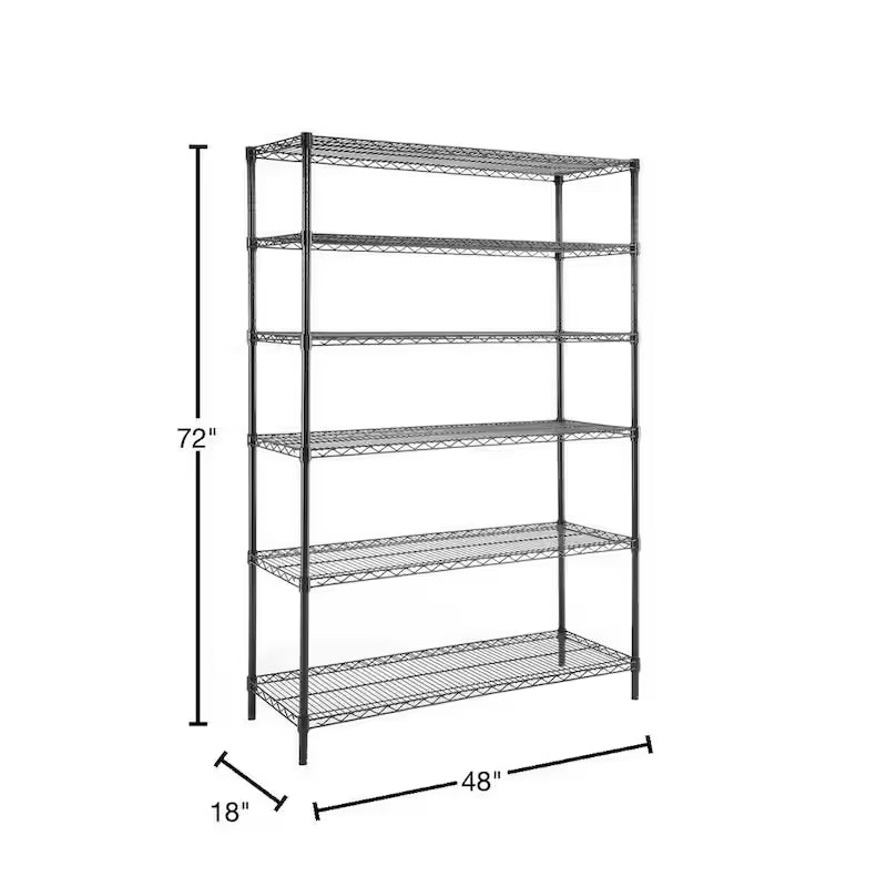 Black 6-Tier Steel Wire Shelving Unit G775866