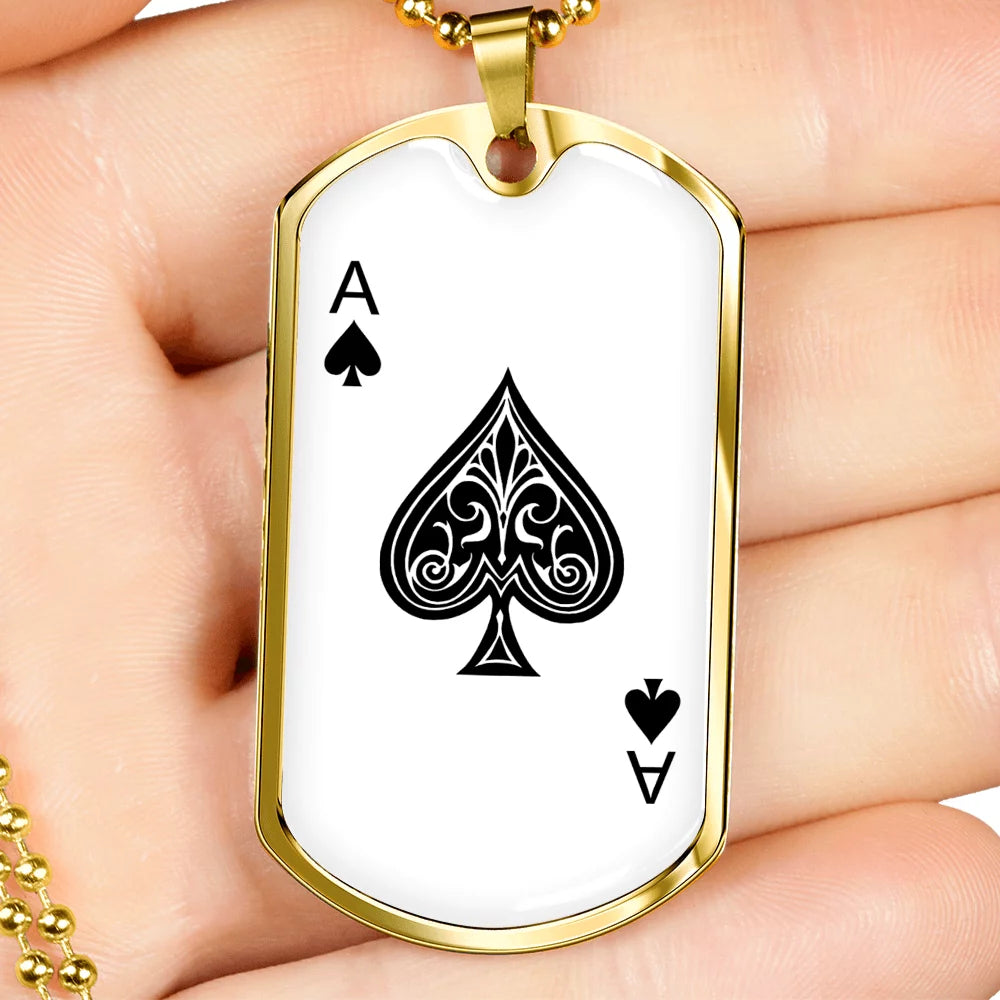Stainless Steel or 18k Gold Dog Tag Necklace V402