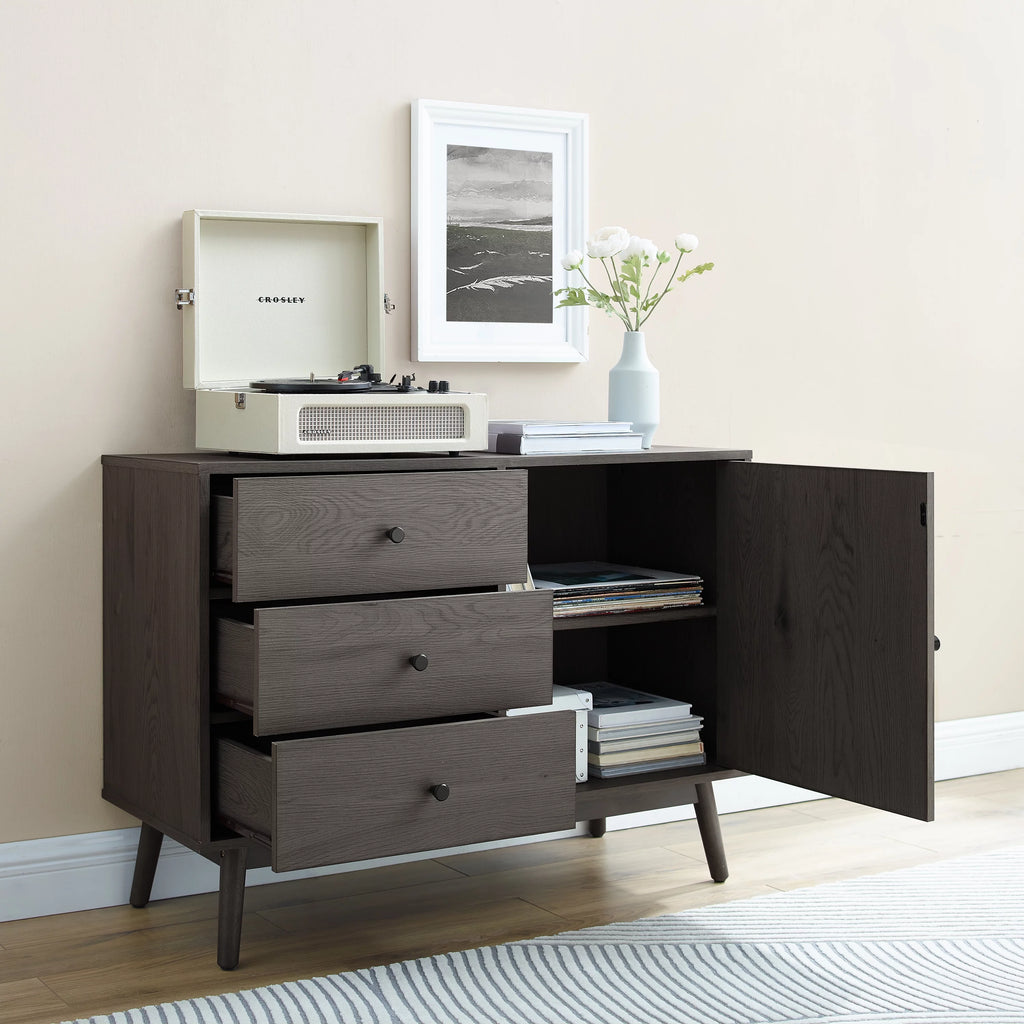 Gray 3 Drawer Engineered Wood Media Console Table N364