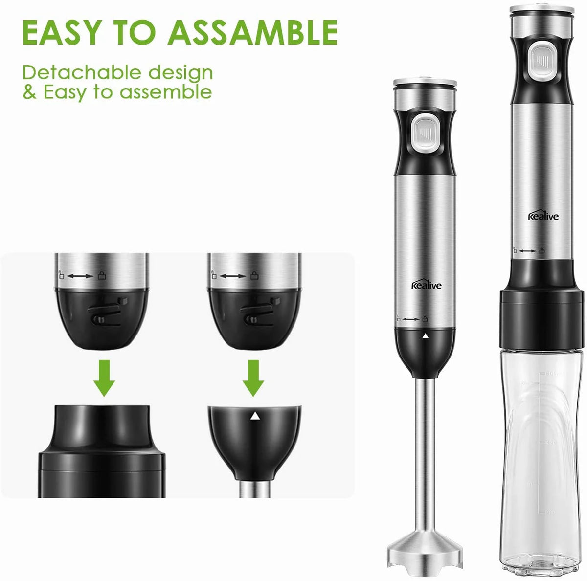 12-Speed Hand Blender with 20oz Portable Bottle R3690