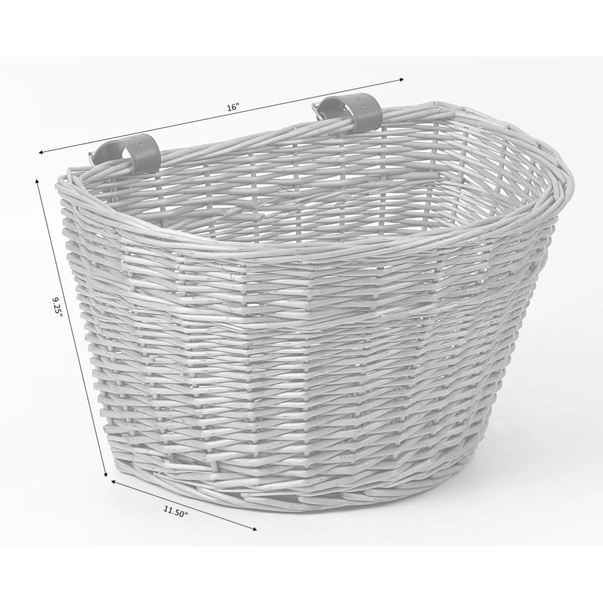 Wicker Front Bike Storage Basket with Faux Leather Straps S9520