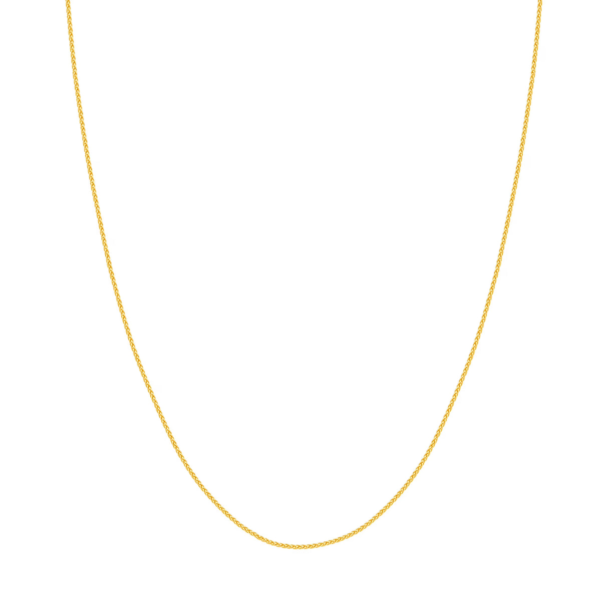 18K Yellow Gold 1.05mm Round Wheat Chain Necklace with Lobster Lock N320526