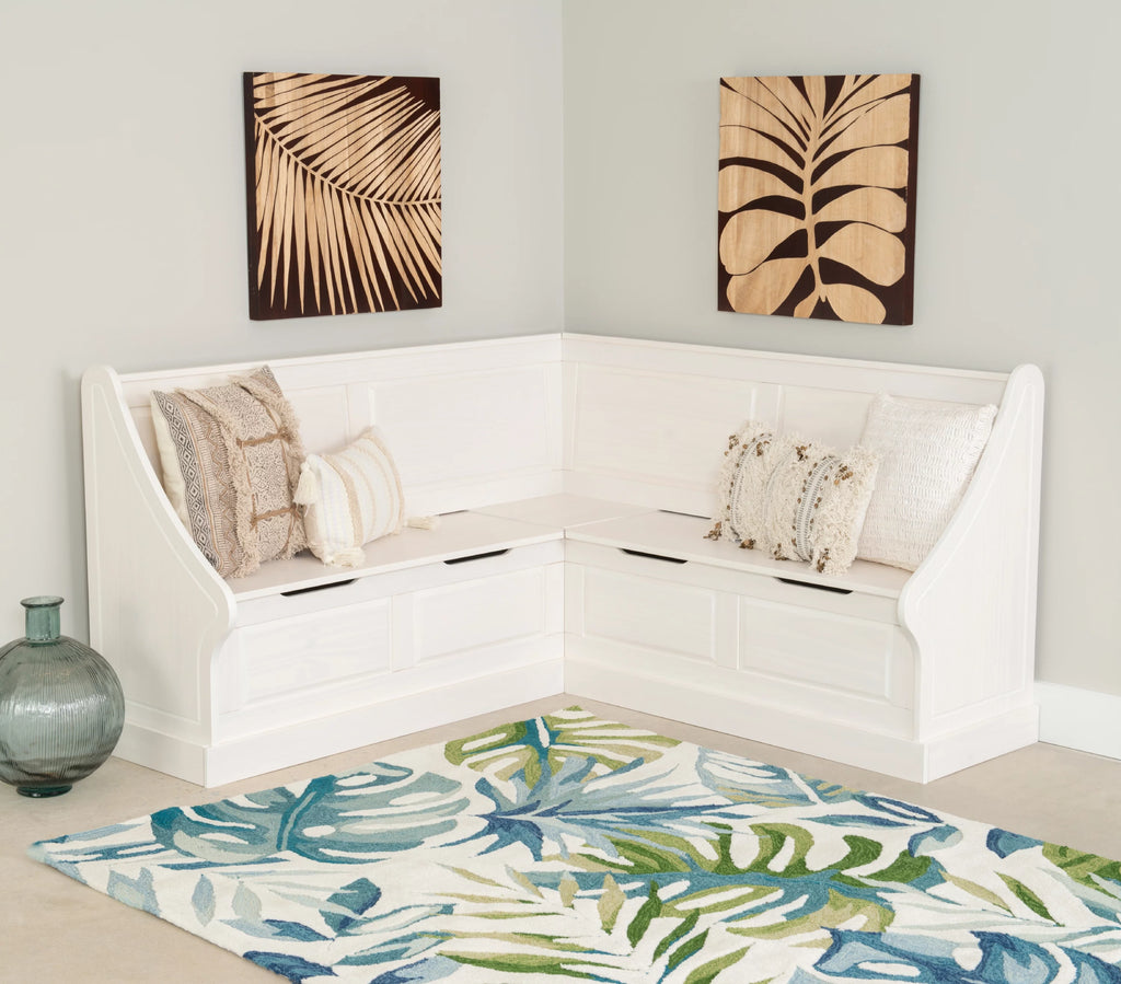 Backless Corner Dining Nook with Storage, Seats 4, Natural and White Q819453