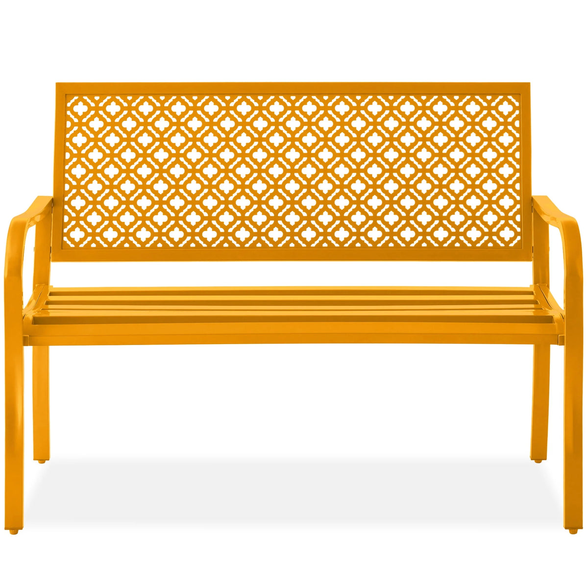 Indoor Outdoor Steel Garden Bench with Geometric Backrest X918