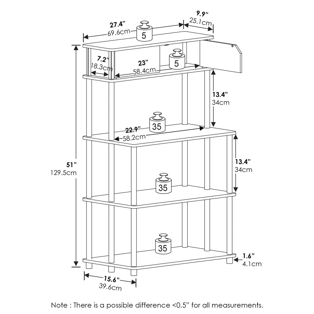 French Oak Grey/Black Printer Stand with Top Cabinet E89994