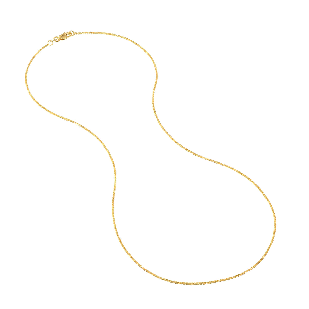 18K Yellow Gold 1.05mm Round Wheat Chain Necklace with Lobster Lock N320526
