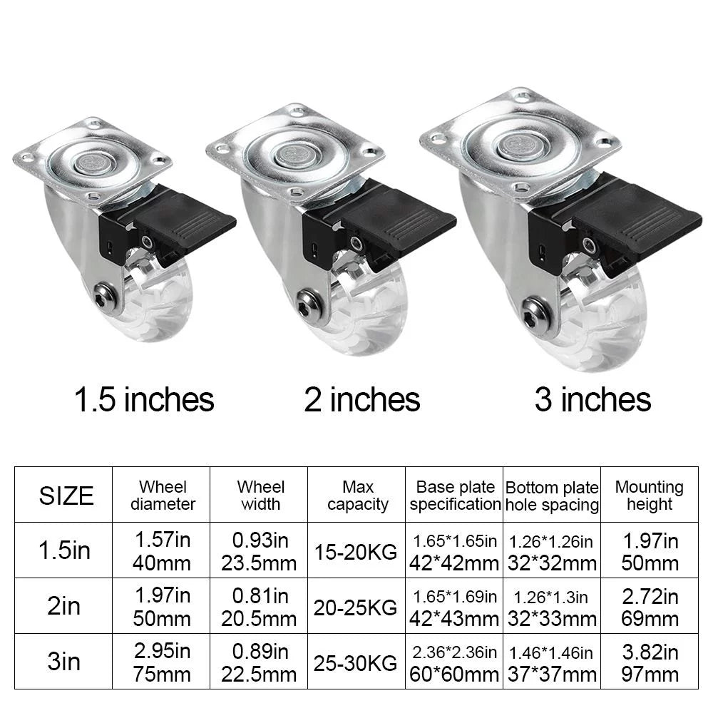 3 Inches Transparent Swivel Caster Wheels V102860