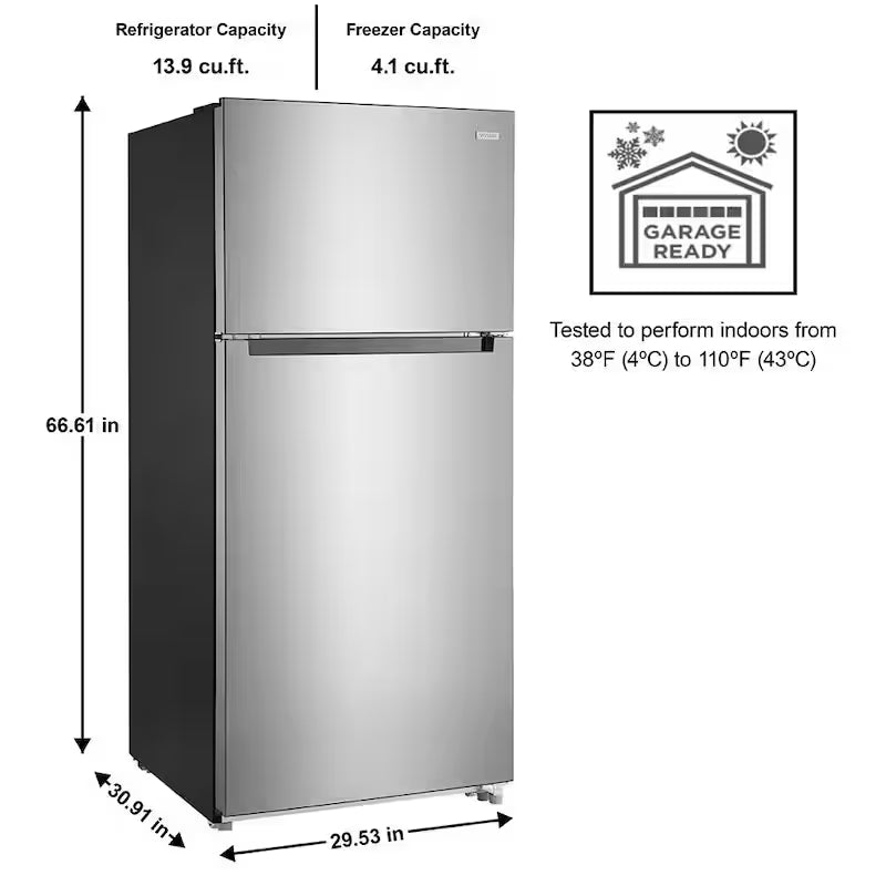 Top Freezer Refrigerator in Stainless Steel Look Q441