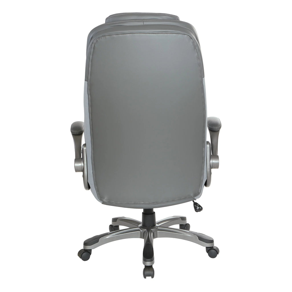 High Back Chair with Grey Bonded Leather and Flip Arms G250