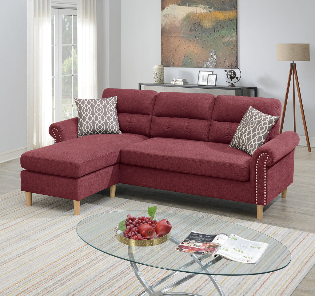 Red Polyfiber Reversible Sectional Sofa Set W32011