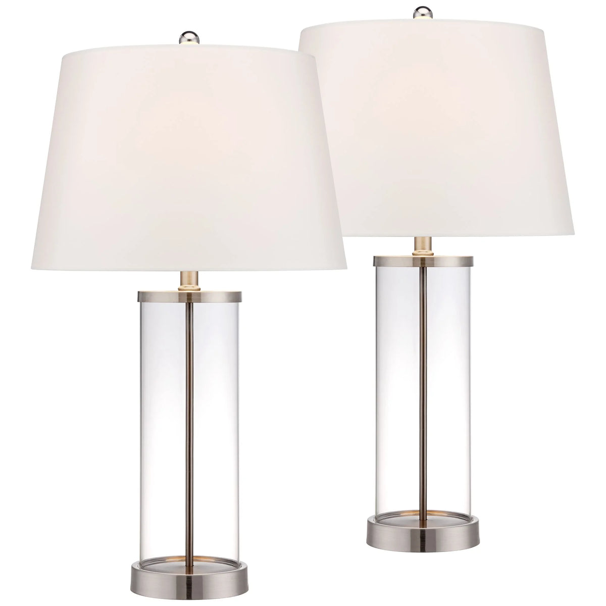 Set of 2 Clear Glass Fillable Steel Table Lamps G717904