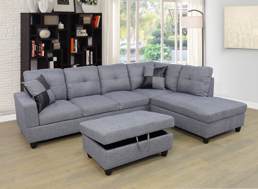 106.5'' Sectional Sofa with Storage Ottoman O2908