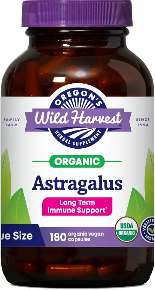Certified Organic Astragalus Capsules 180 Count J1650