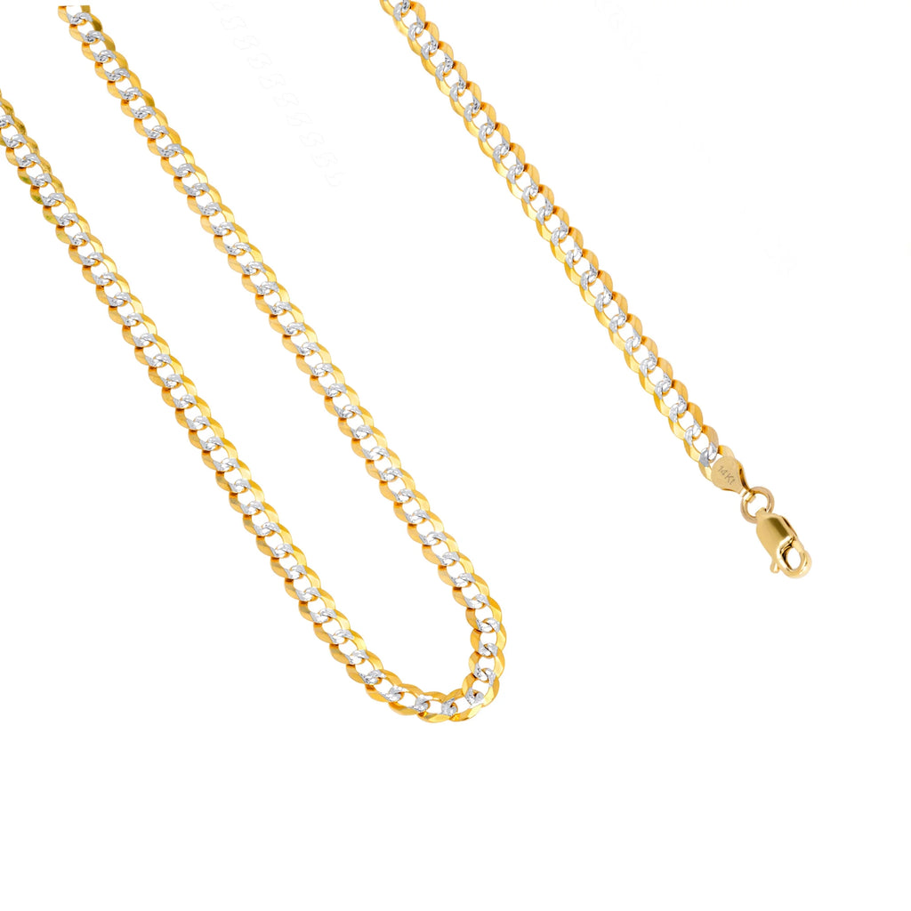 14k Yellow Gold Solid 5mm Cuban Chain Pave Two Tone Bracelet M75471