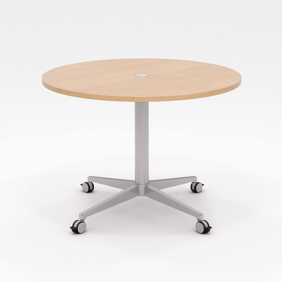 42x22 Round River Cherry Pedestal Table with Casters A586