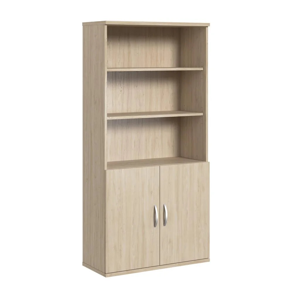 Tall 5 Shelf Bookcase with Doors Engineered Wood Y790