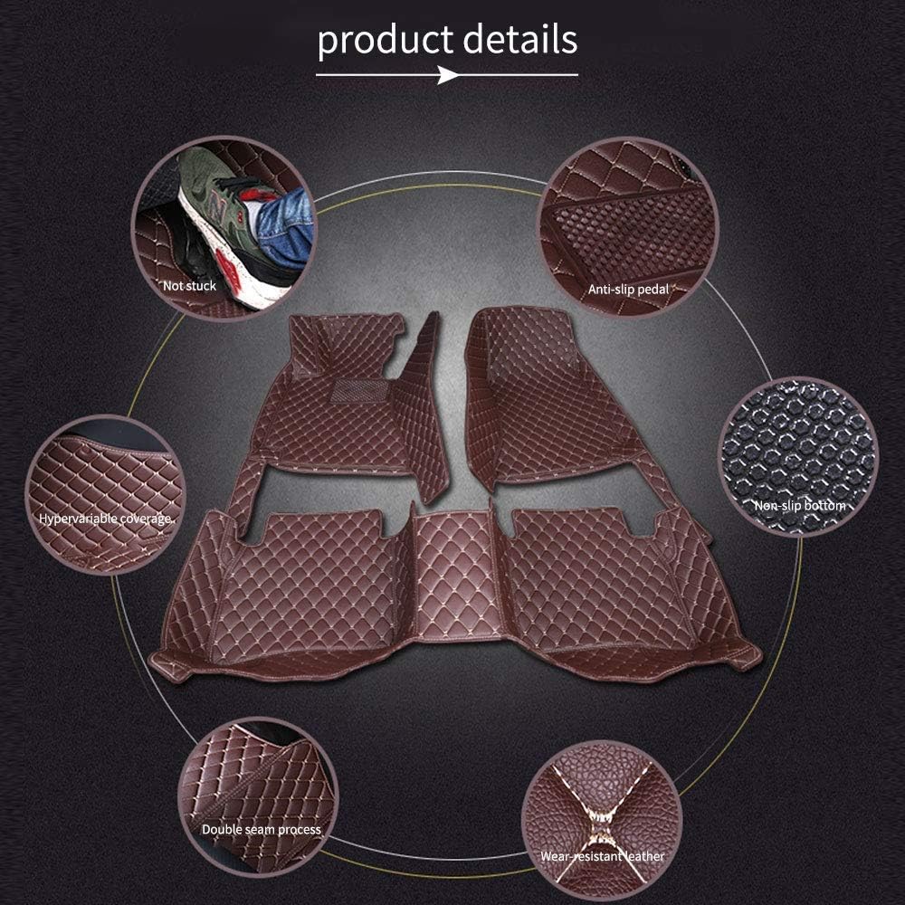 Black with Beige Stitching XPE Leather Car Floor Mats V169