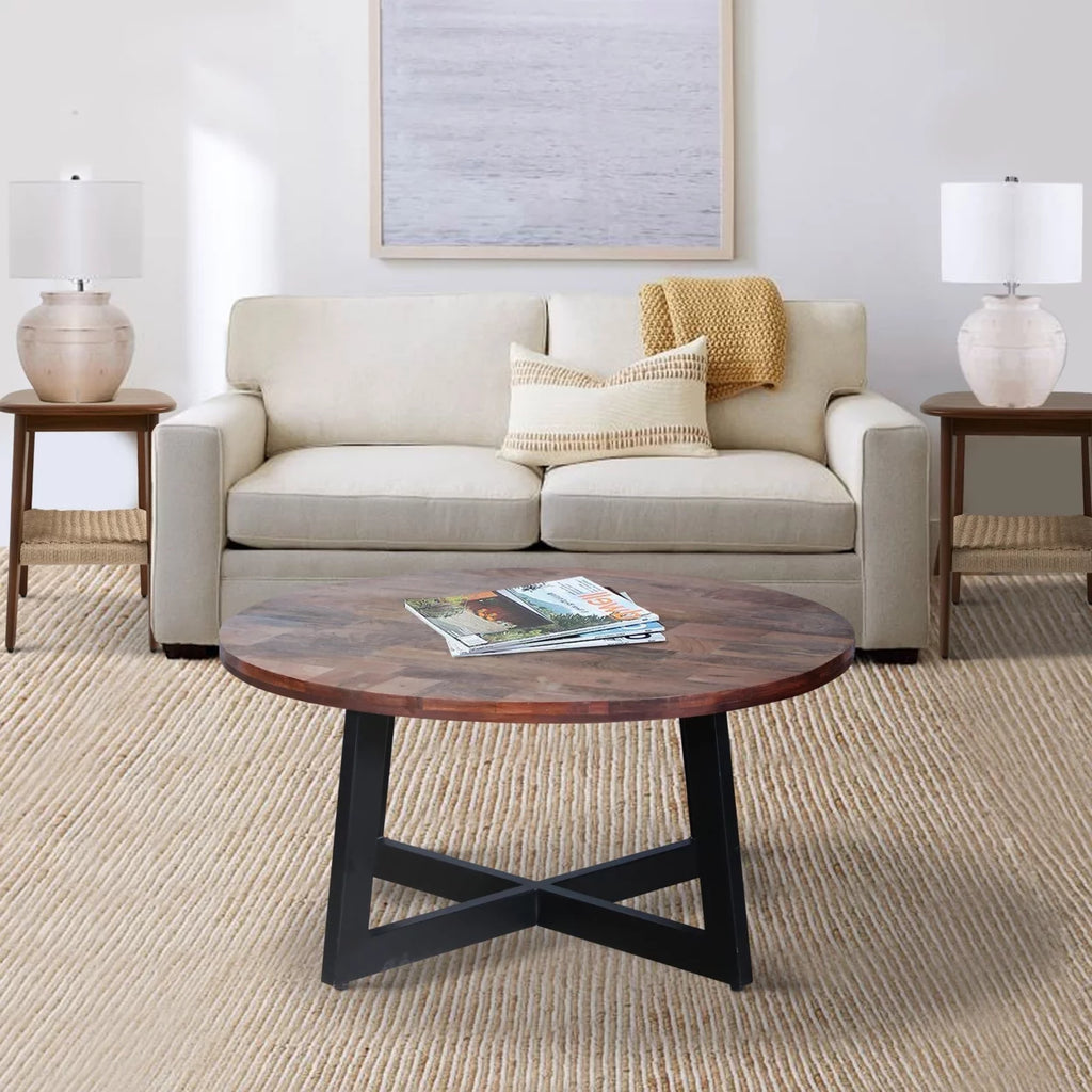 31 Inch Round Mango Wood Coffee Table B189