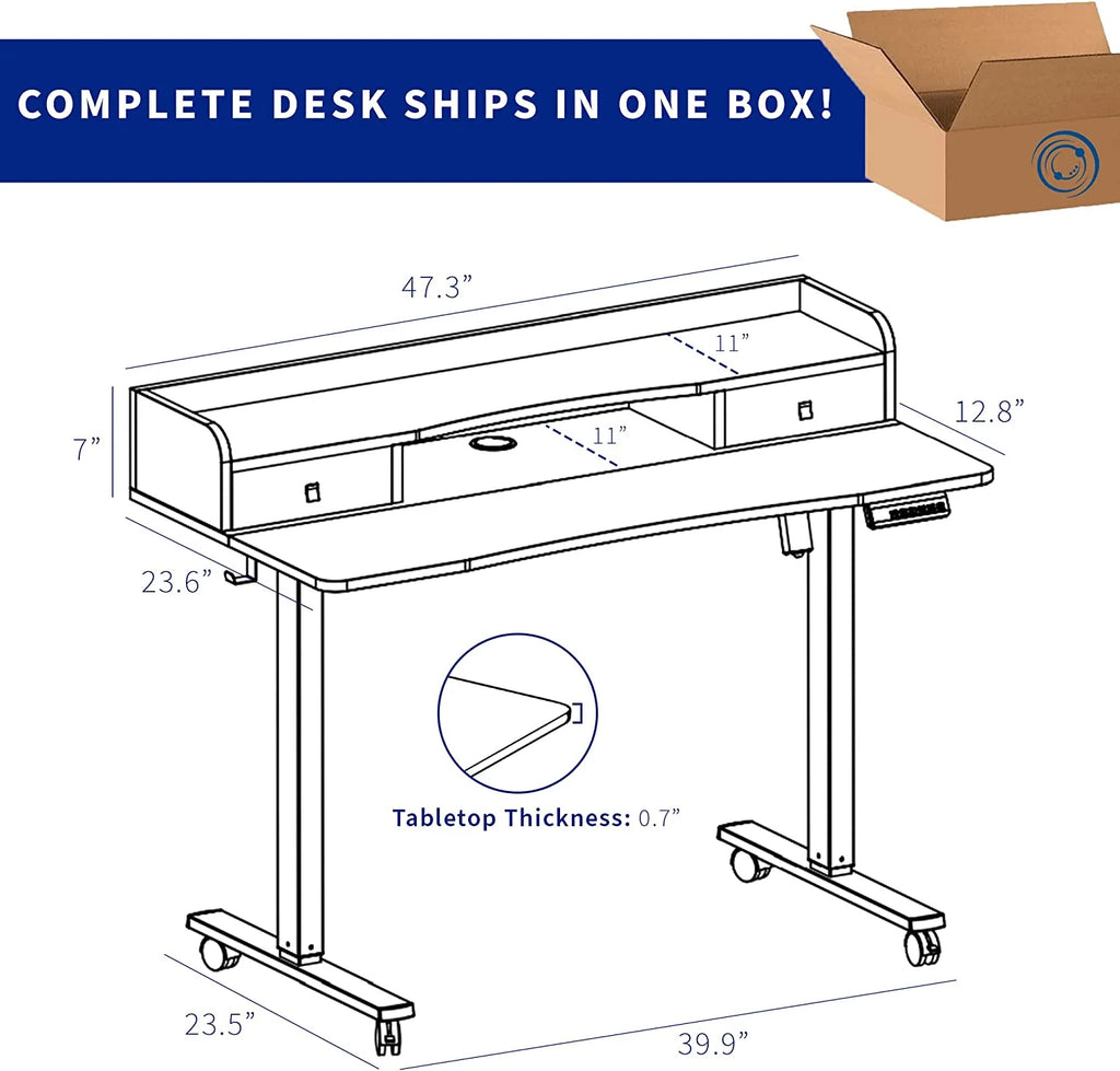 Height Adjustable Standing Desk with Storage Drawers A931