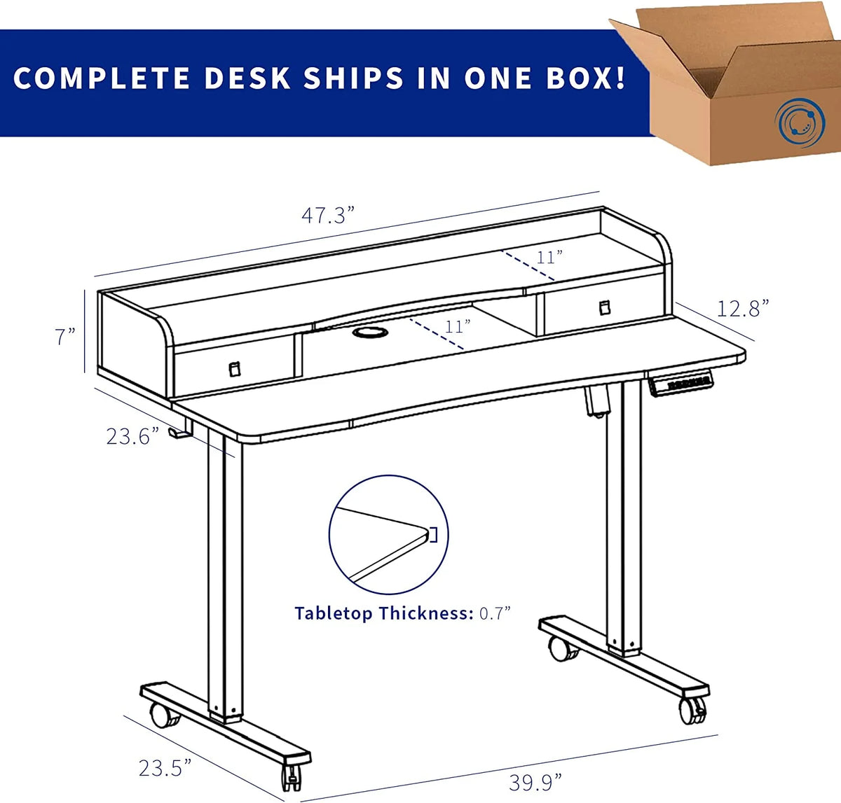 Height Adjustable Standing Desk with Storage Drawers A931