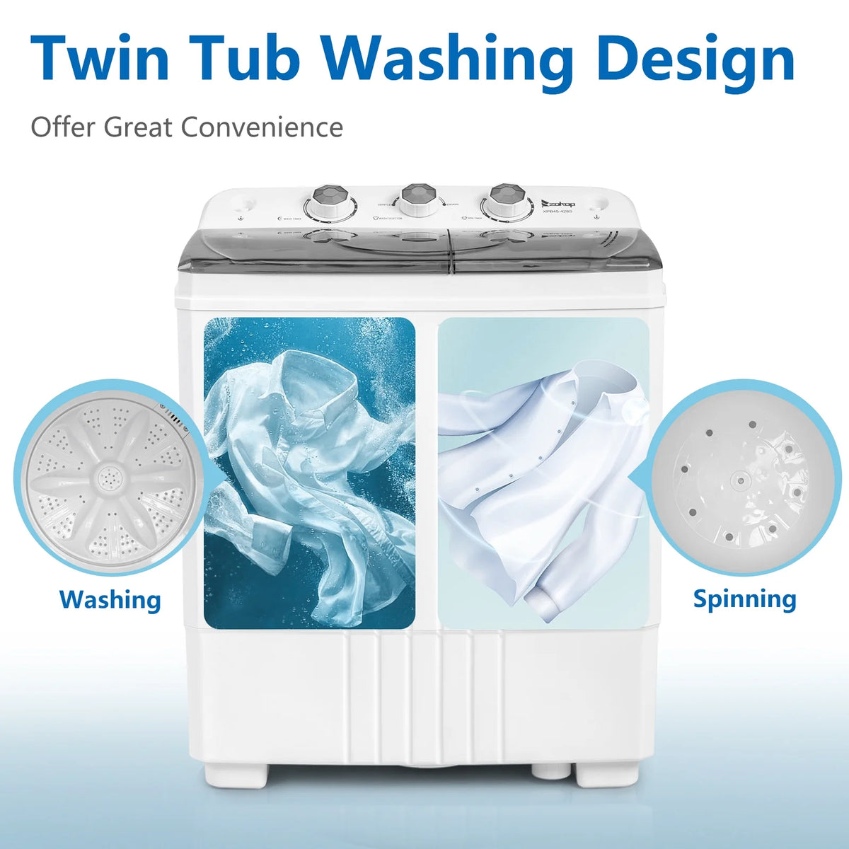 Grey Twin Tub Portable Washing Machine R444