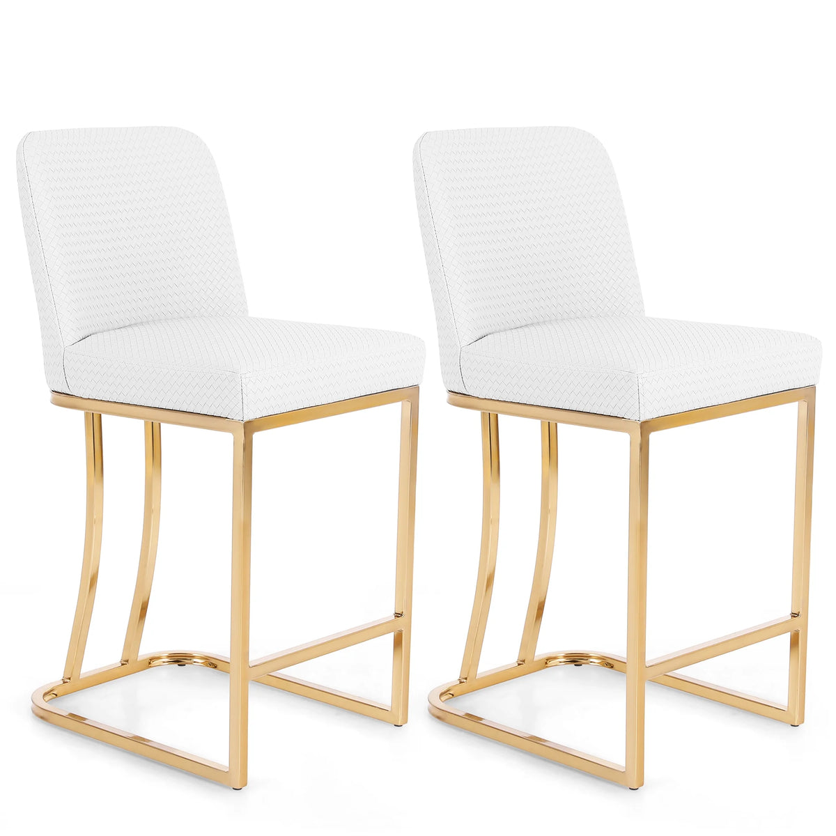 White & Gold 24 inch Bar Stools with Back Set of 2 P1759