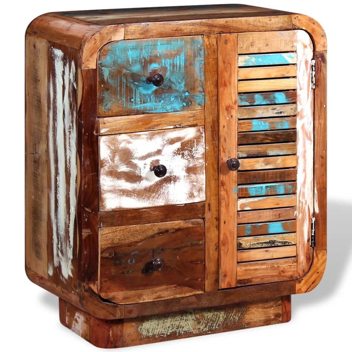 Sideboard Cupboard Cabinet with a Door and 3 Drawers Solid Reclaimed Wood C90683