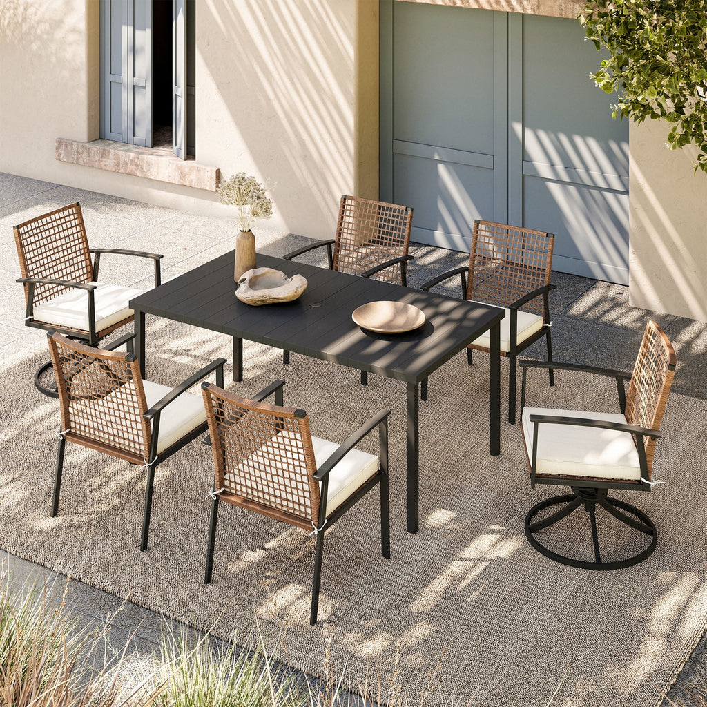 5 Pieces Patio Dining Set with Beige Seat Cushions and Table W30355