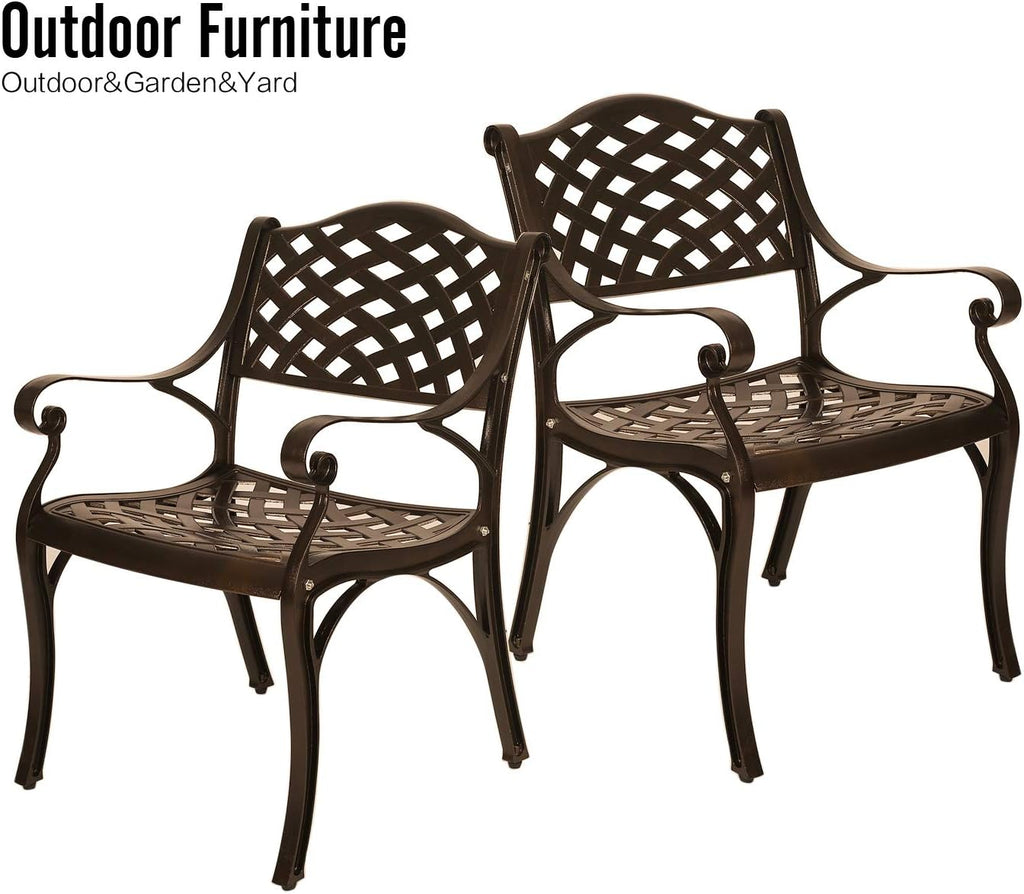 2 Piece Cast Aluminum Outdoor Bistro Dining Chair Set Antique Bronze C617095