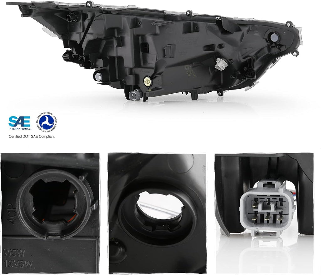 Black Bezel LED Headlights Housing Driver Left Side X685096