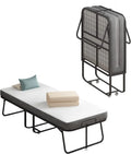 Folding Bed with 4 Inch Mattress and Lockable Wheels S987871