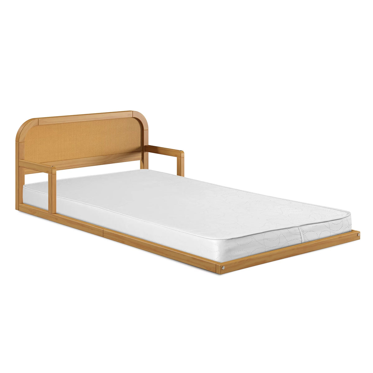 Twin Floor Bed Frame with Headboard Solid Pine Wood Natural M90276