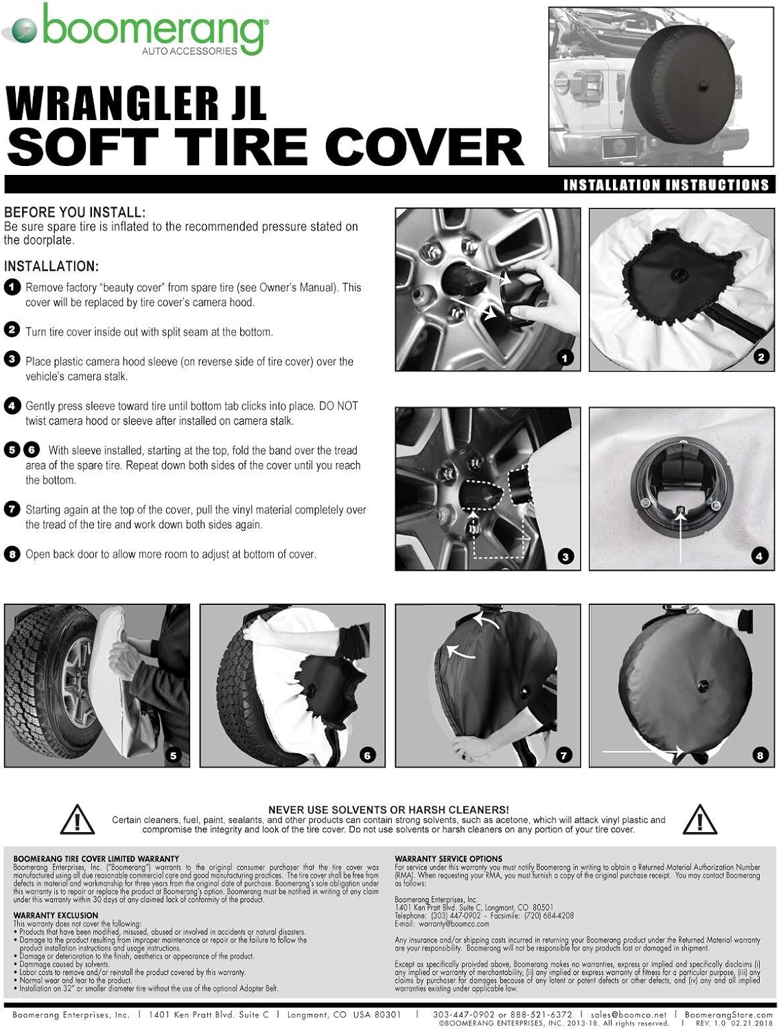 33 Soft Tire Cover for Jeep Wrangler JL with Back-up Camera A994