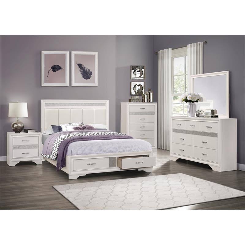White California King Wood and Faux Leather Bed C26467