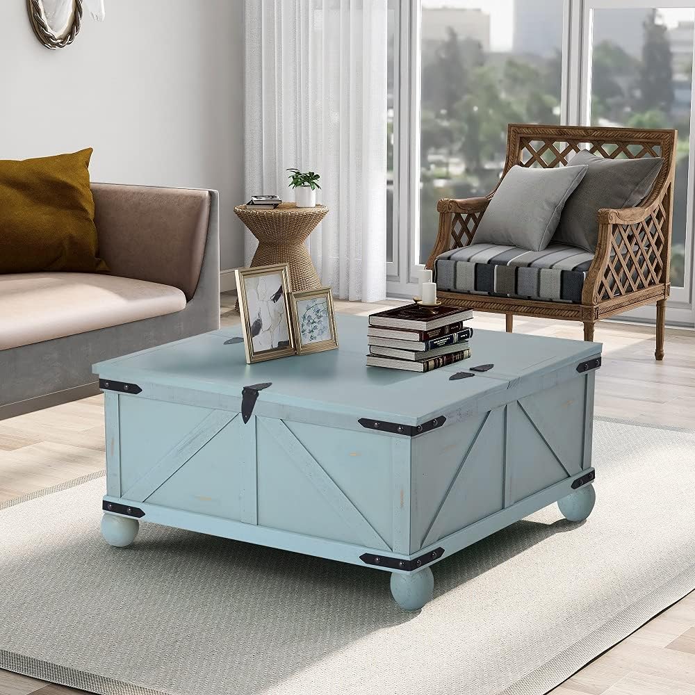 Gray Wood Coffee Table with Drawer and Storage Shelf P497719