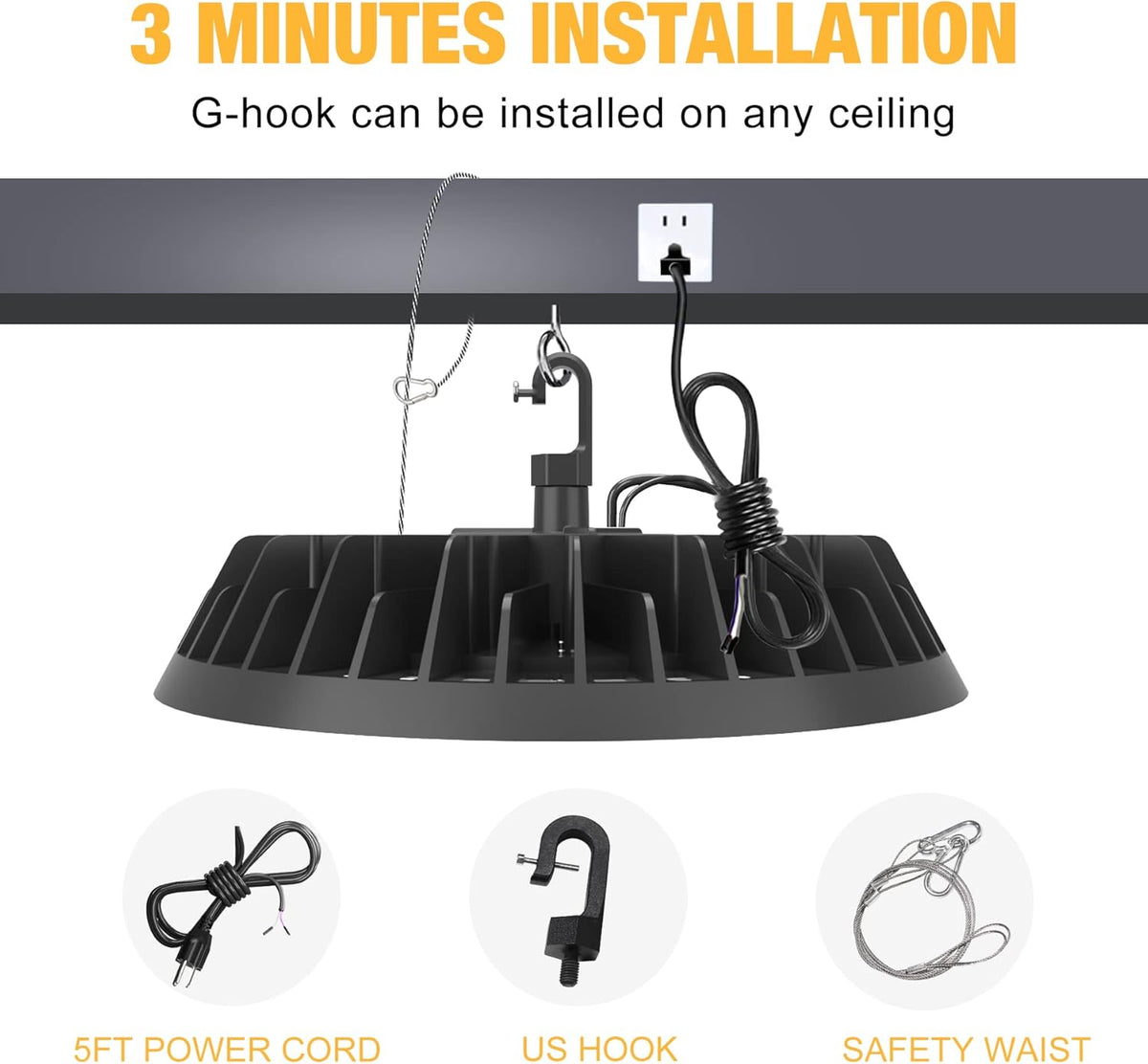 UFO High Bay LED Light 200W 32,000LM Dimmable with Plug B108415