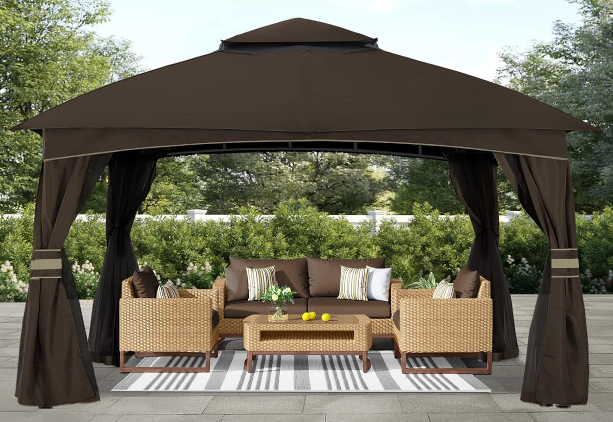 10 Ft x 10 Ft Patio Gazebo with Netting M158283