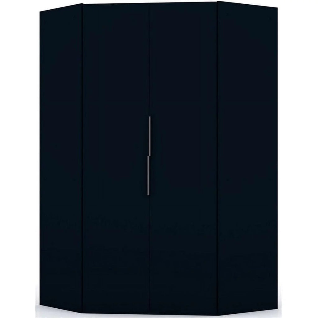 Midnight Blue Wood Corner Wardrobe Closet U4134