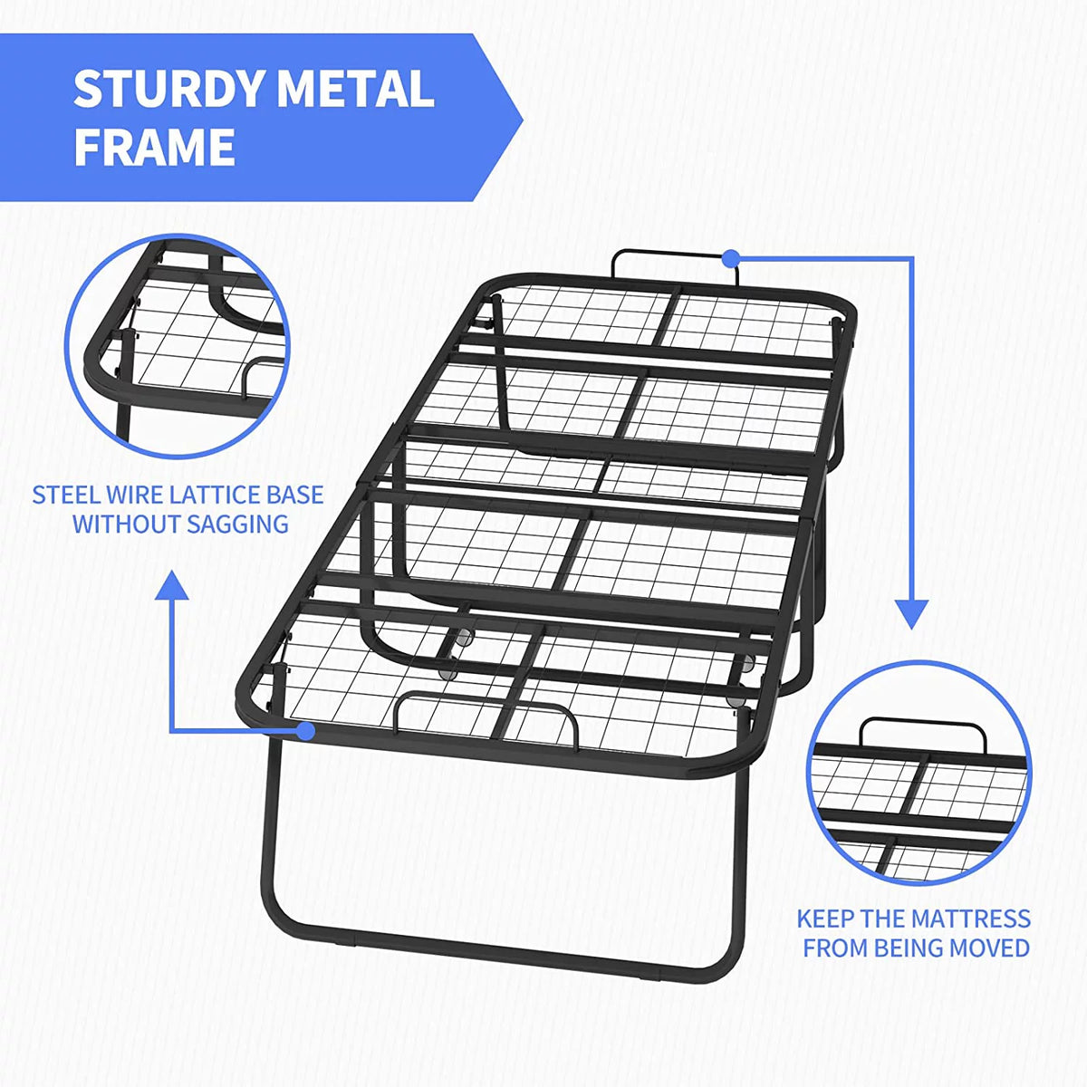 Folding Bed with 4 Inch Mattress and Lockable Wheels S987871