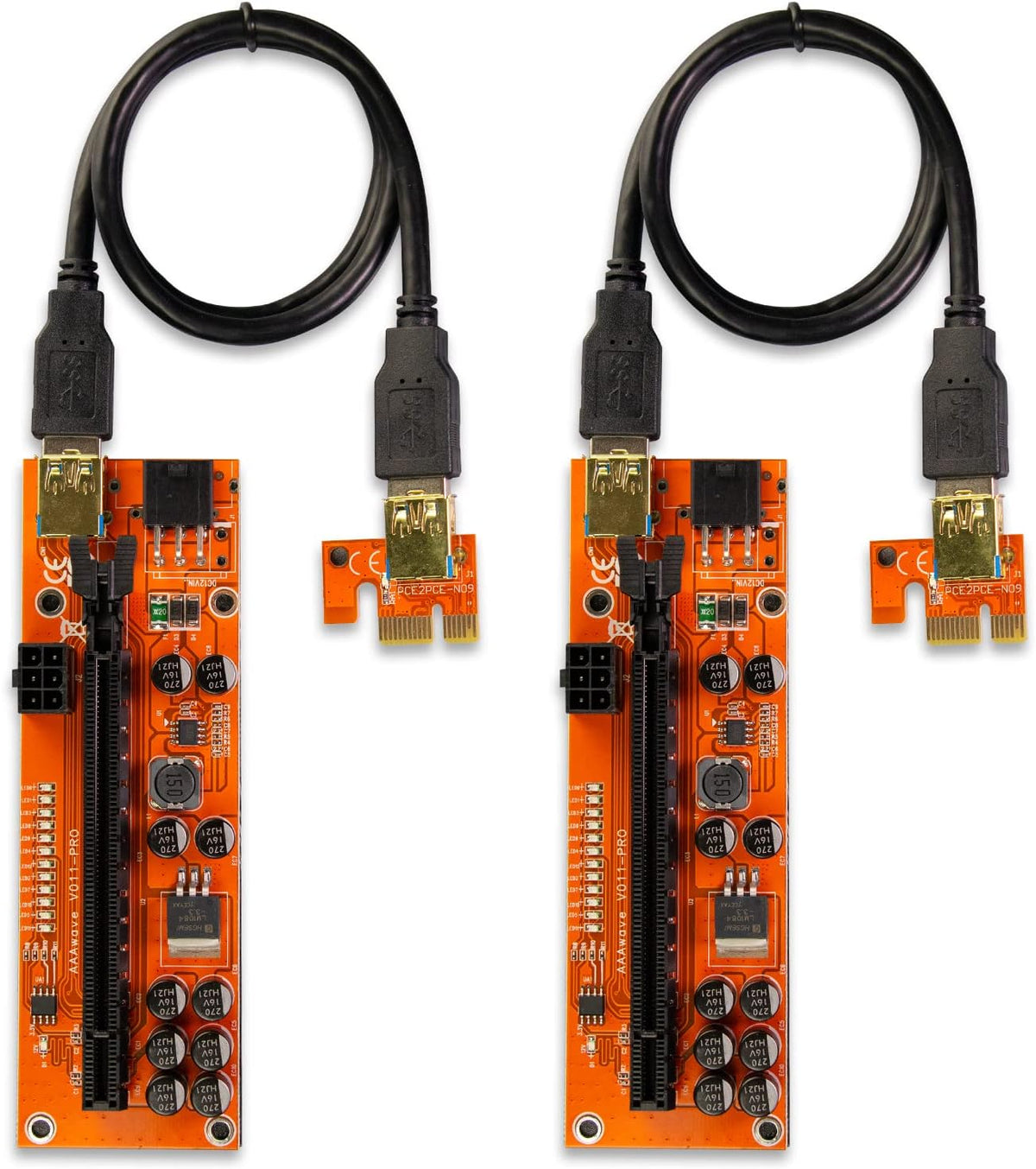 PCIE Riser 1x to 16x Graphic Extension 60cm USB 3.0 Cable Pack of 12 T519