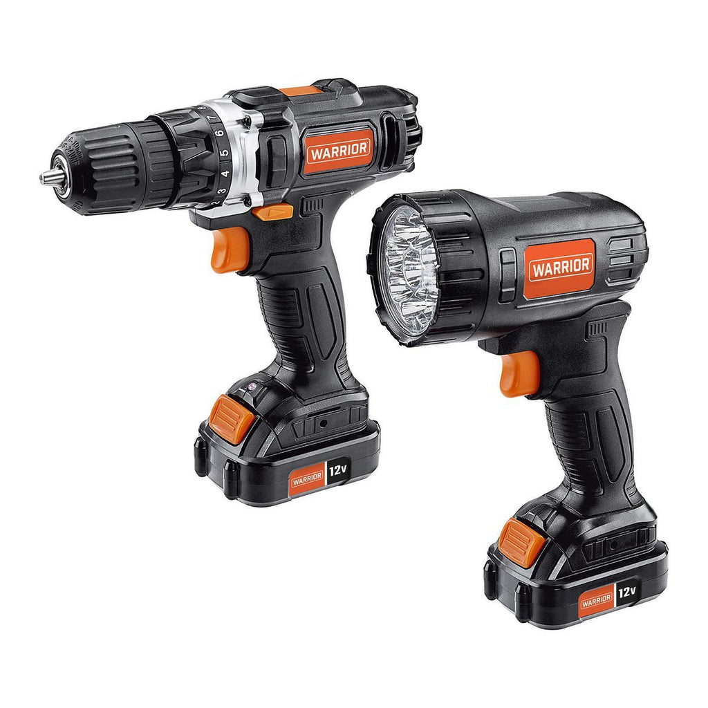 12V Cordless Drill and Flashlight 2-Tool Combo Kit with Battery and Charger X409