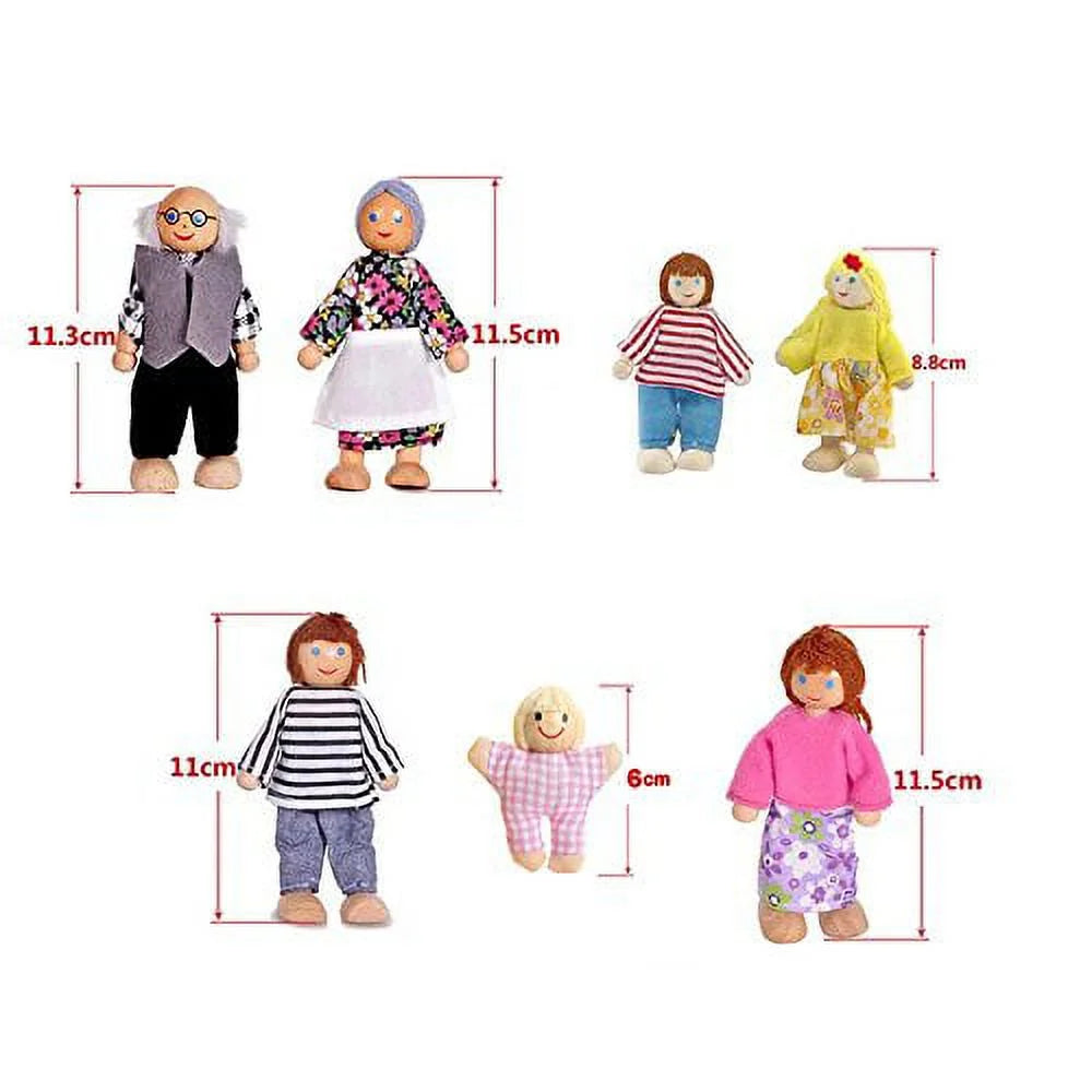 Wooden Dolls Playset Set of 7-Piece N92363