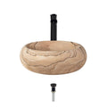 Sandstone Vessel Sink Ensemble with Antique Bronze Finish Faucet, Pop-Up Drain, and Sink Ring Y907118