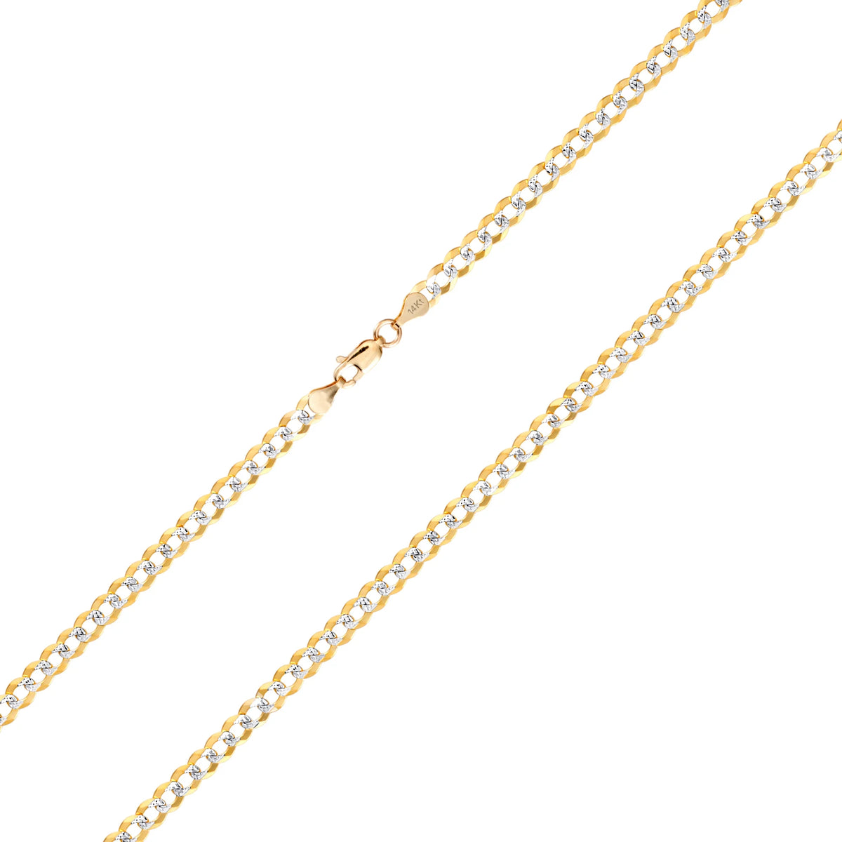 14k Yellow Gold Solid 5mm Cuban Chain Pave Two Tone Bracelet M75471