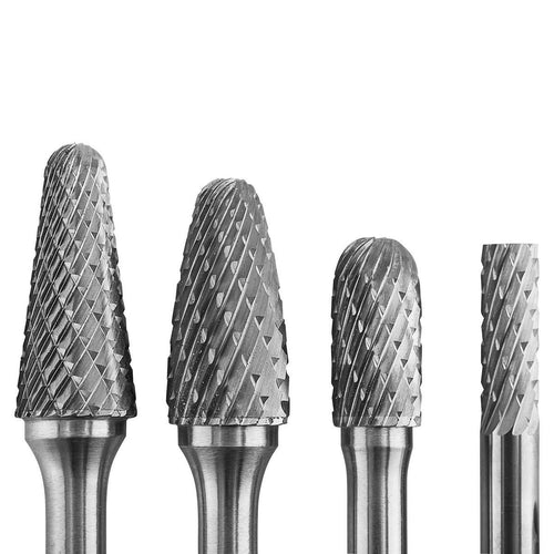 2 in. Double-Cut Solid Carbide Burrs, 4-Piece N704