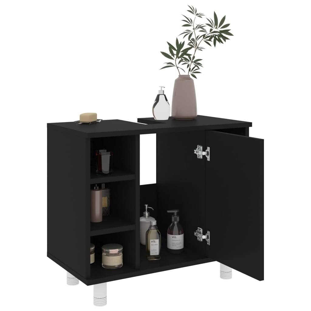 Black Chipboard Bathroom Cabinet G37325