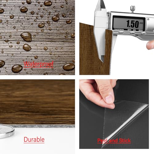 Dark Walnut Wood Grain Peel and Stick Floor Tile Waterproof 6x36 Vinyl Plank S14427